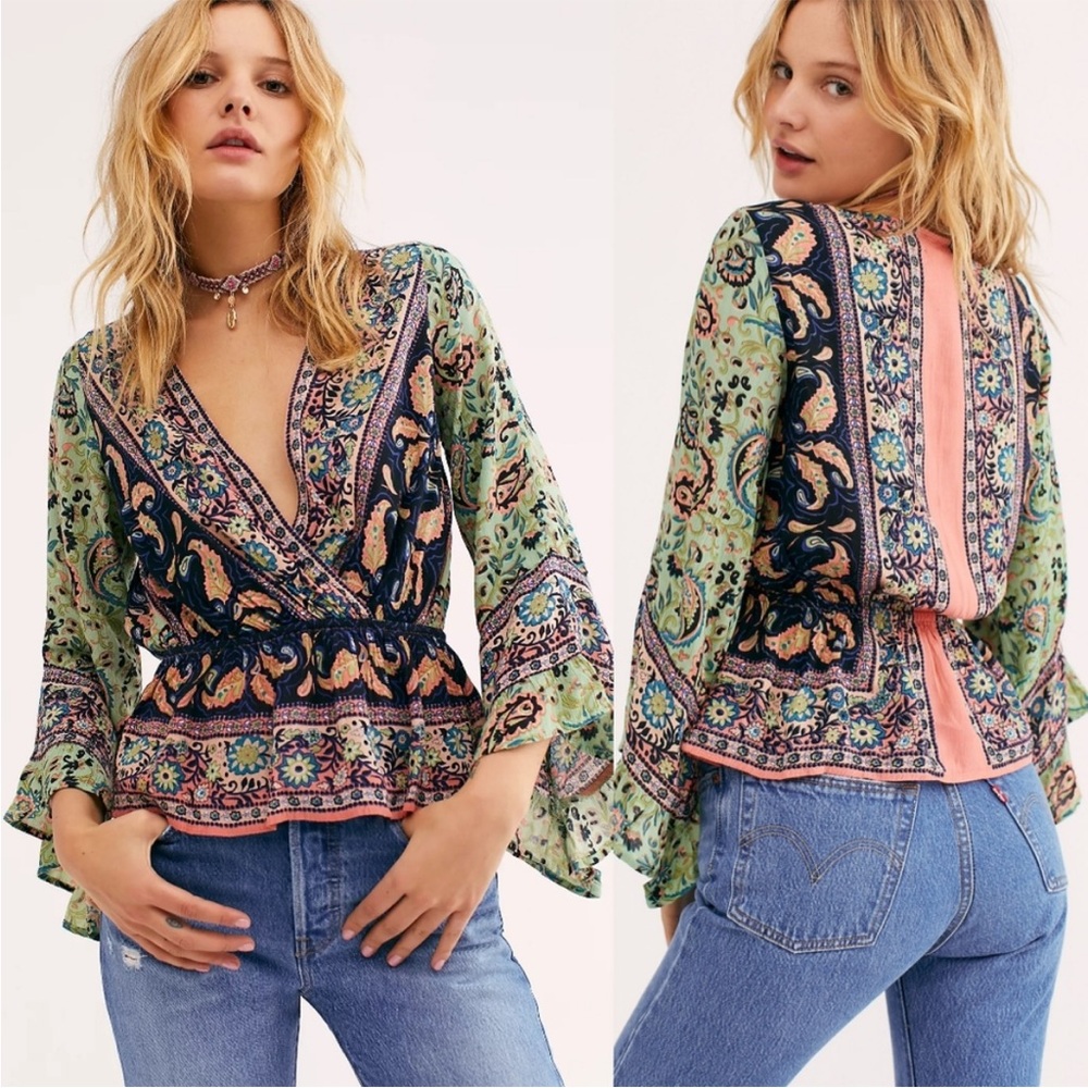 Free People Rosalie Bohemian Wrap Blouse